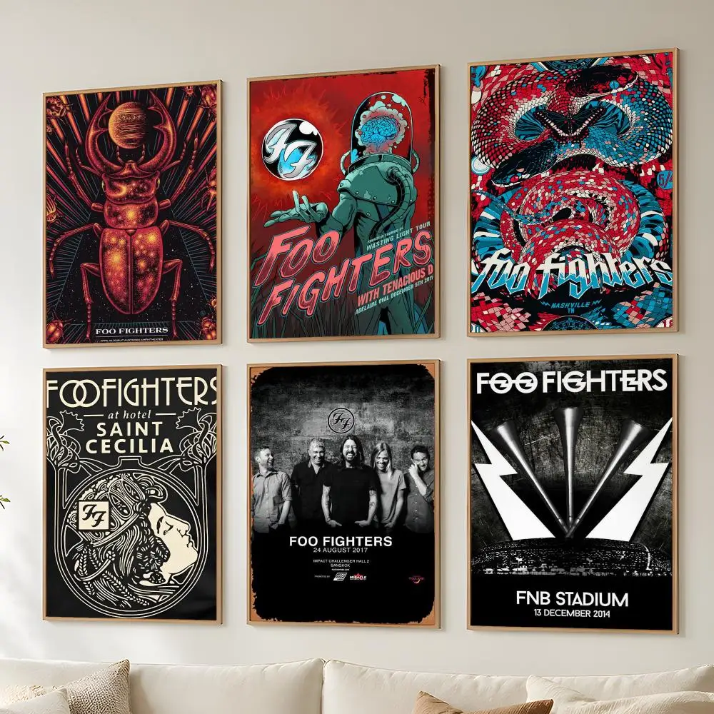 Foo F-Fighters Band Poster Stickers Mural Painting Self-Adhesive Wall Art Decals for Bedroom Living Room Home Decor Gift