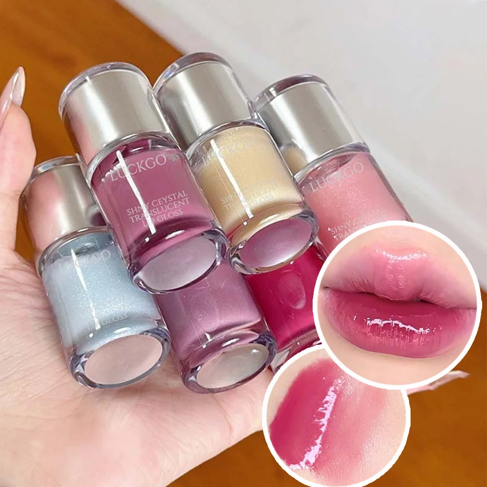 キラキラミラーリップグレイズ、水っぽい輝きのリップグロスメイクアップ6色、保湿、長持ち