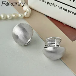 Foxanry Prevent Allergy Silver Color Bride Earrings for Women New Fashion Classic Ball Geometric Handmade Ear Jewelry Party Gift