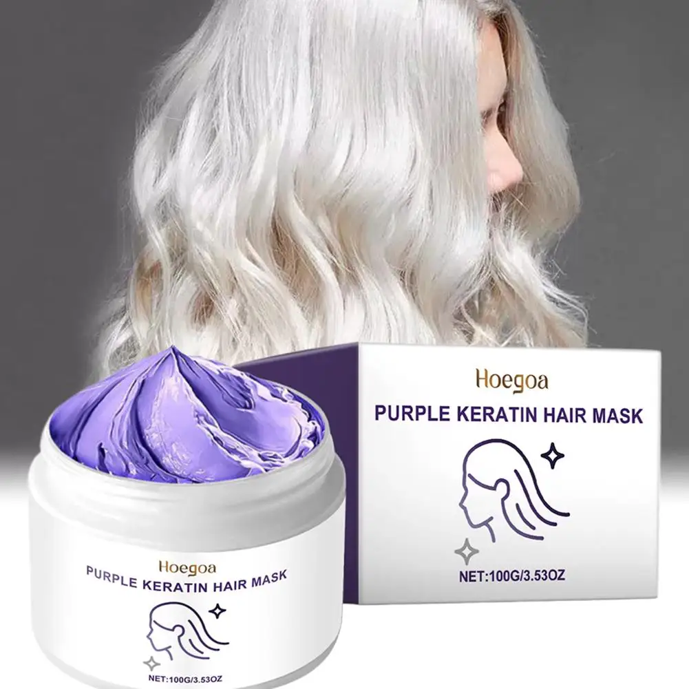 100g สีม่วง Keratin Hair Mask Keratin Treatment Hairs Conditioner Hair Care Essential Nourishing สําหรับผมแห้งเสีย Repai O1I5