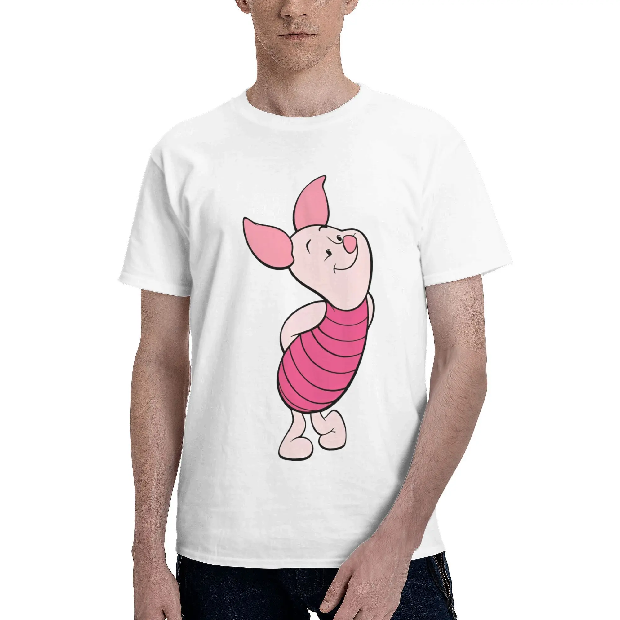 Winnie the Pooh piglet Merch Unisex T Shirts Cotton Tee New Arrival pink pig T-shirt Clothes