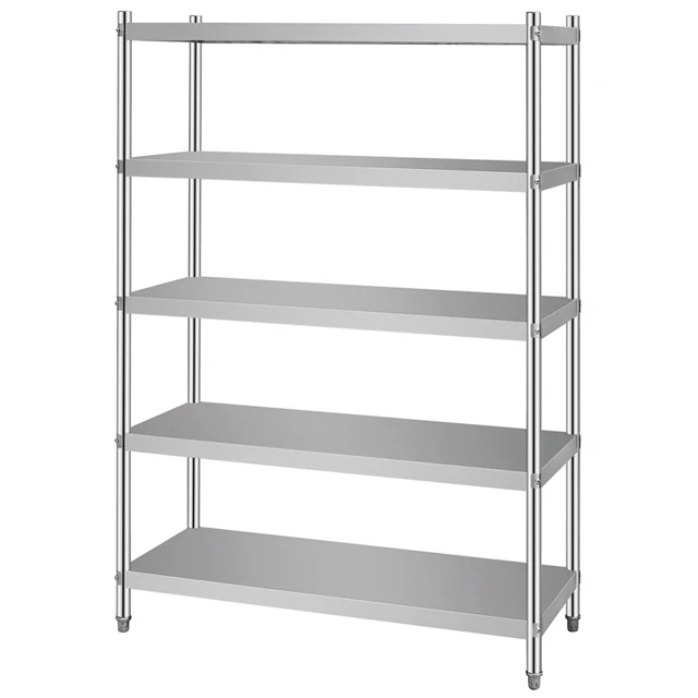 

Stainless Steel Shelving Rack, 5 Shelves, Solid Plate, Level Legs, Storage Rack, Storage Holders