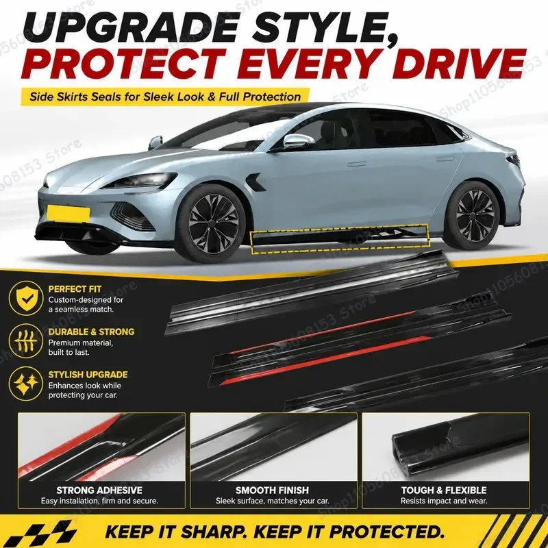 For BYD Seals 2M For BYD Seal 2.18M Car Side Skirt Extension Lip Kit Bumper Add On Racing Spoiler Aerodynamic Body Kit