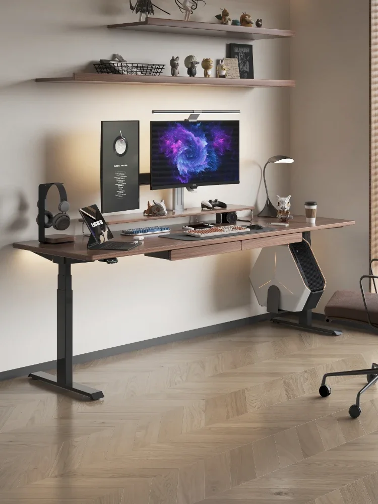 

P25 Electric Lifting Table Dual Motor Black Walnut Computer Desk