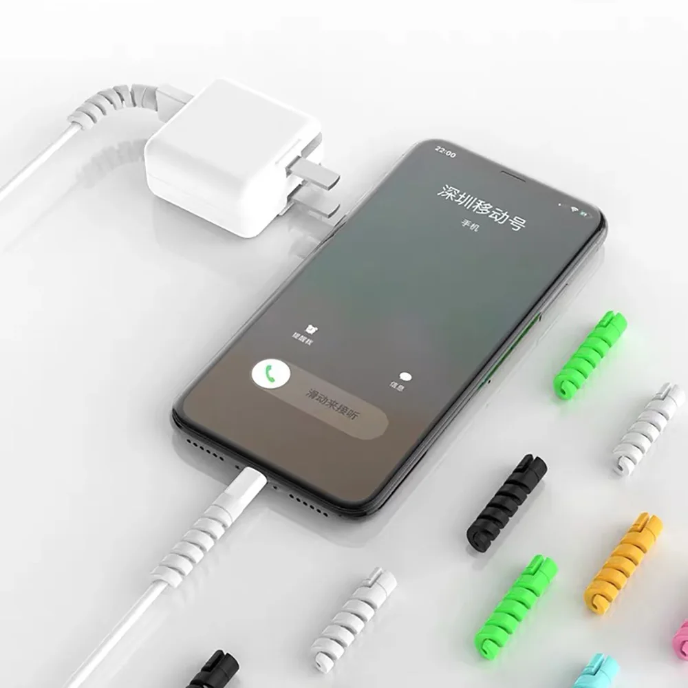 2/4PC Mini Spiral Silicone Cable Protector Charging Cord Anti-Fray Protective Sleeve Data Cable Saver For Type-C USB Data Cables
