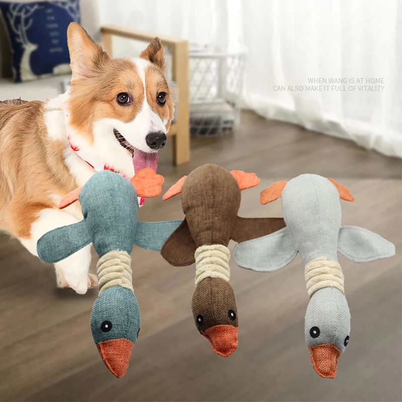 Pet Mallard Duck Dog Toy for Aggressive Chewers Dog Squeaky Wild Goose Puzzle Training Toys Cute Soft Dog Chew Toy with Squeaker