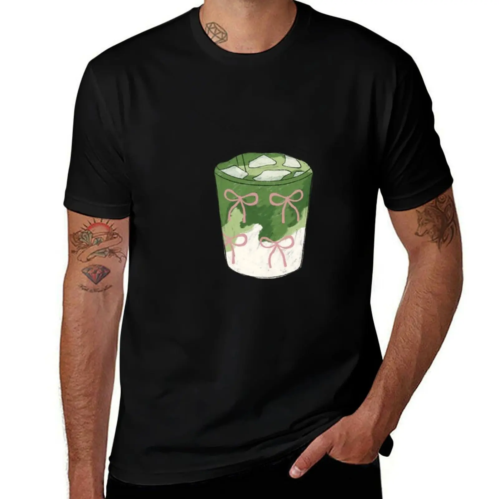 

Cute Iced Matcha Latte with Pink Bows T-Shirt tops gifts for boyfriend korean fashion sweat shirts, men