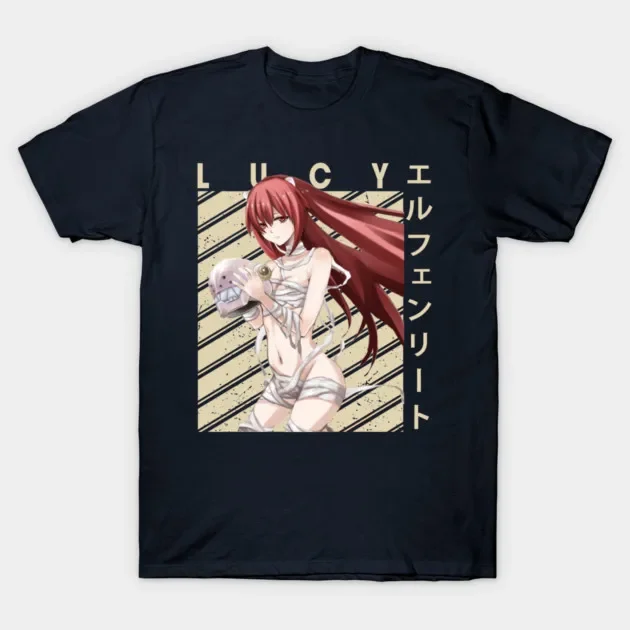 Nueva camiseta modelo Elfen Lied, ropa con personalidad para todo el año, ropa holgada con personalidad, camiseta clásica de manga corta Y2k