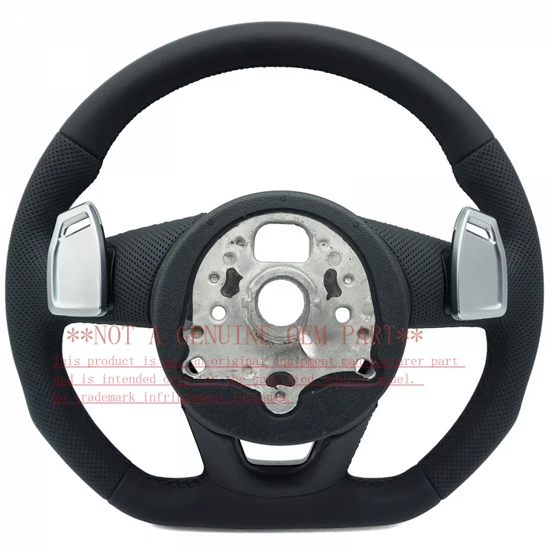 For Audi Steering Wheel Horn Cover A4 B9 S Line Mark Half Perforated Black Line Hollow Paddles Heated Style Decorative Cover