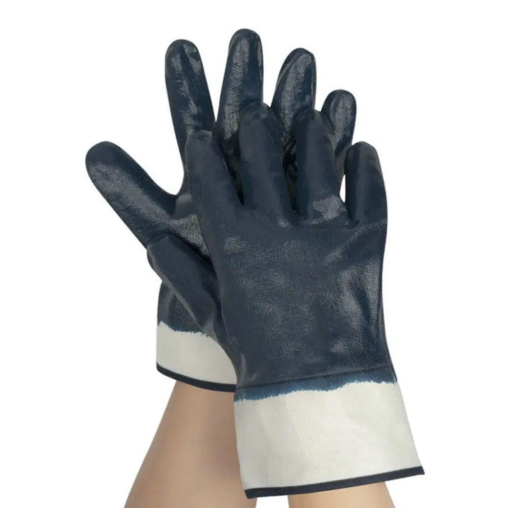 Blue Dipped Rubber Gloves Waterproof Oil Resistant Thicken Working Glove 26cm Anti-Heat Welding Supplies Auto Repair Gauntlets