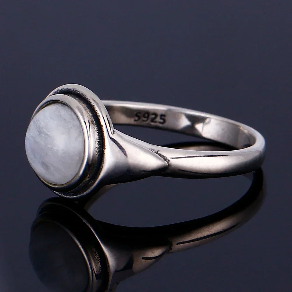 Anillos de piedra lunar Natural de alta calidad para mujer, anillo de dedo de Plata de Ley 925, regalo de aniversario, joyería fina de lujo