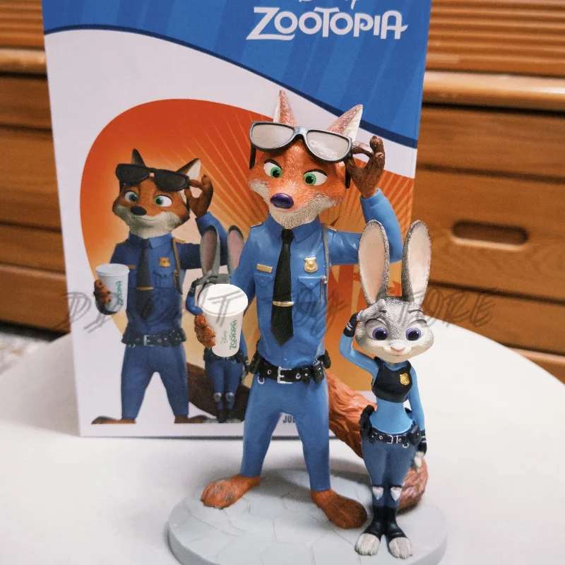 New Original Disney Zootopia Cute Judy And Nick Figure Desk Decor Ornament Kawaii Figurine Model Doll Birthday Xmas Gift