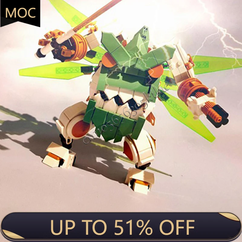 

410 детали MOC, знаменитый аниме-персонаж, модель меха, сделай сам, строительные кирпичи, креативная сборка, развивающие игрушки, популярные подарки для детей