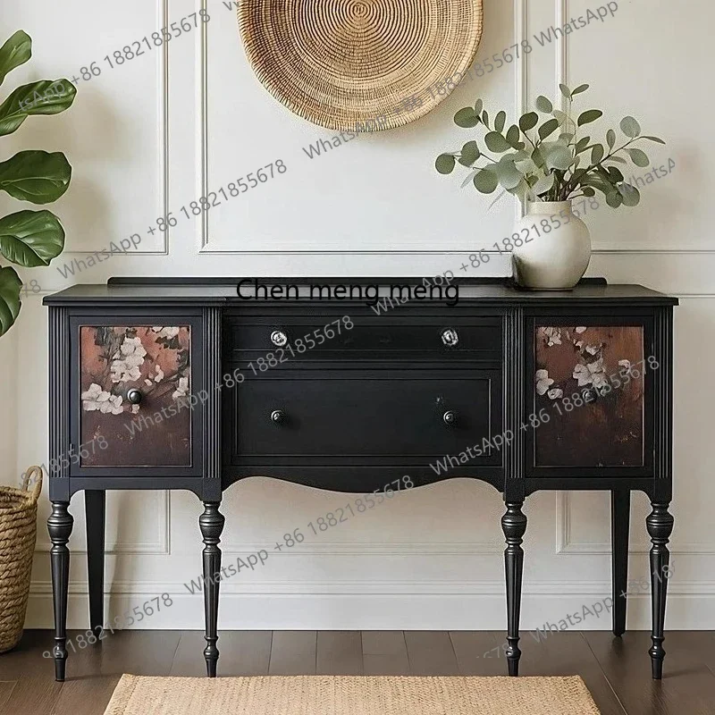 X Retro entrance cabinet, facing the door, solid wood living room partition cabinet, high-end light luxury, storage side cabinet