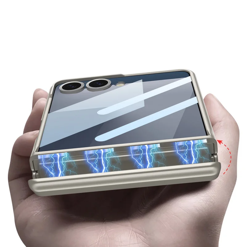 Ultra-thin Magnetic Hinge Bracket Holder Stand Glass Protector Film Case for Samsung Galaxy Z Flip 7 flip7 Camera Protect Cover