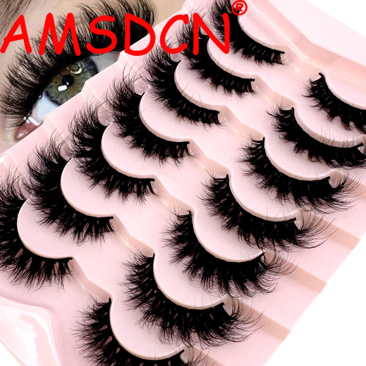 AMSDCN 3D natural appearance fluffy soft cat eyes 7 pairs of comic eyelashes Wispy natural eyelashes extend eyelashes