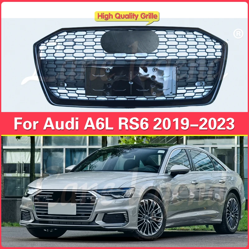 High-end Upgrade RS6 Style Front Racing Car Grills Grille for Audi A6 S6 2019-2023 Car Anterior Reticulum Ventilation Net