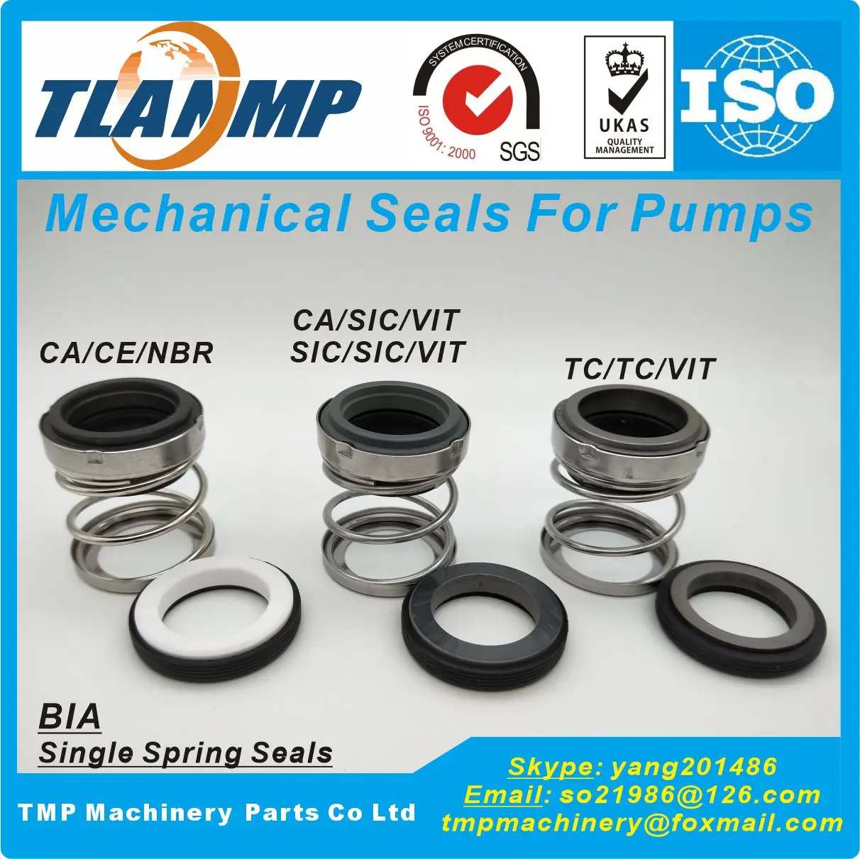 BIA-80 BIA/80  TLANMP Mechanical Seals -Rubber Below Water Pump Seal (Material:CA-SIC-NBR, CA-SIC-VIT, SIC-SIC-VIT)