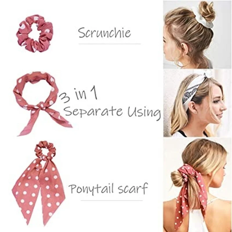 2022 الصيف موضة الشيفون طباعة فيونكة شعر Scrunchies للنساء الفتيات ذيل حصان حامل الشعر التعادل حبل إكسسوارات الشعر