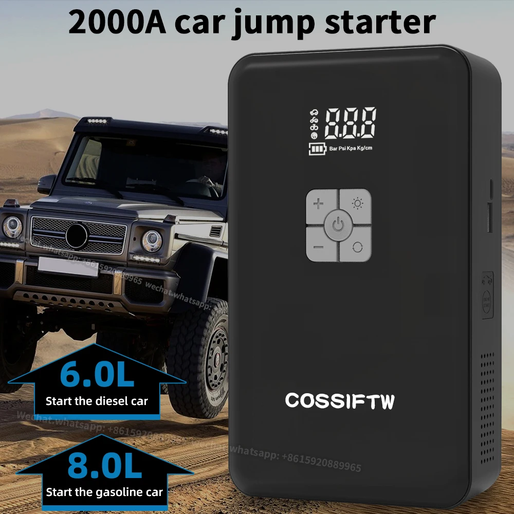 COSSIFTW 12v Automobile Emergency Power Supply High Power Multifunction Car Battery Jump Jumper Starter Power Bank With Air Pump