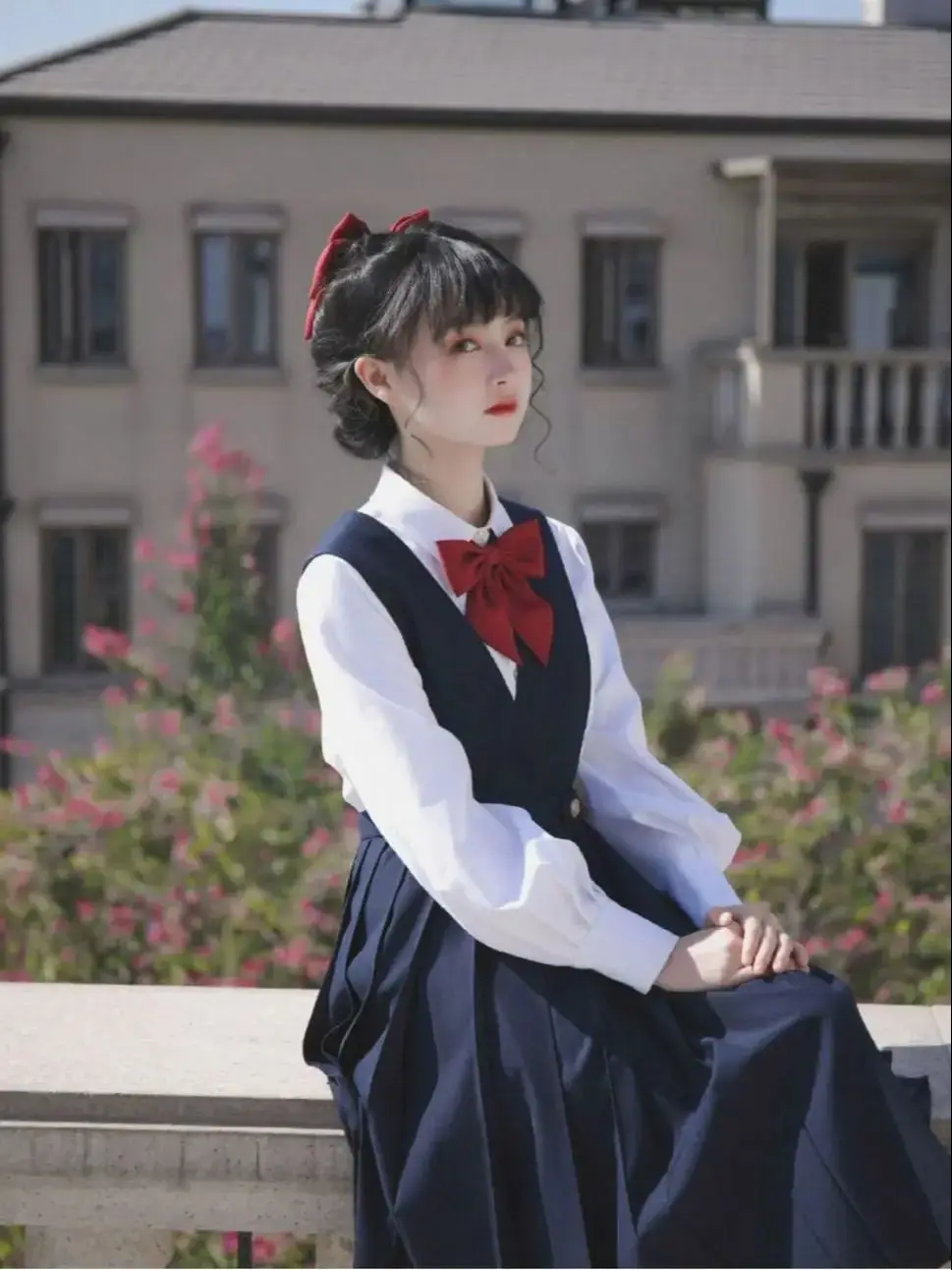 Japan Basic Preppy Style Dress Long Pleated Dress Orthodox Jk Uniform Skirt Vest Dress Female Students School Uniform