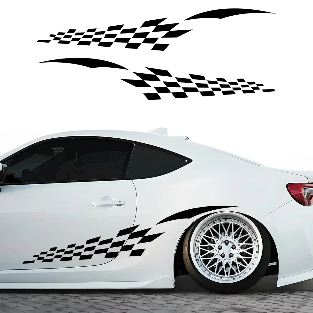 Car Door Side Stickers Scratches Lattices Racing Sport Style Decor Vinyl Decals Auto Body Tuning Dcoration Decals Accessories