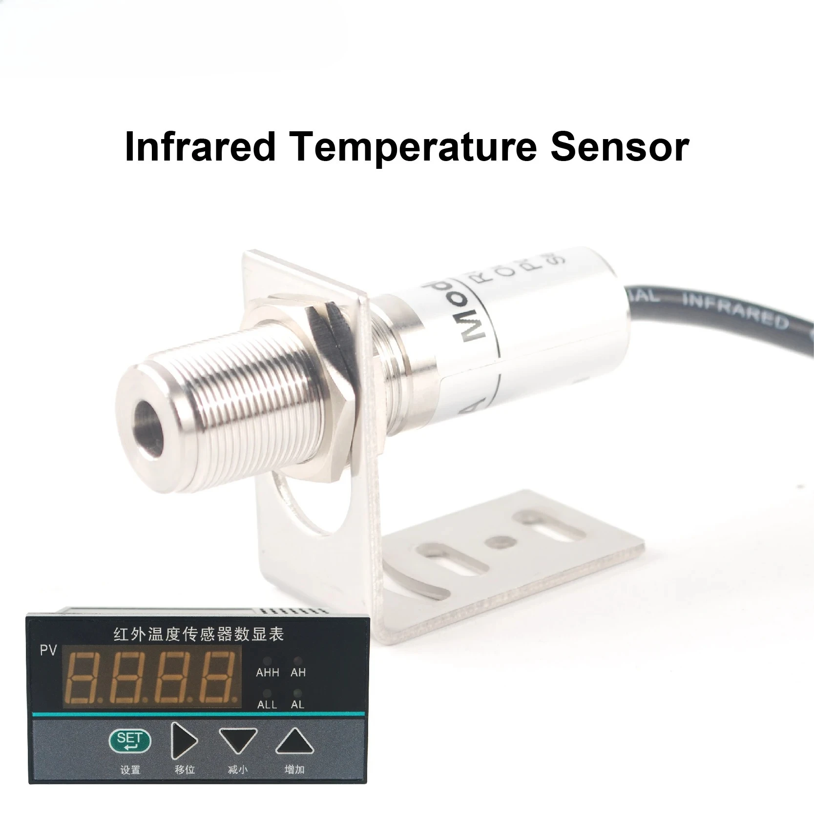 مستشعر درجة الحرارة HW-DT100 0‐600 ° C مسبار عدم الاتصال 4‐20mA RS485 مع شاشة رقمية للاستخدام الصناعي