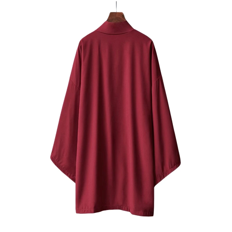Men Long Japanese Kimono Cardigan Shirt Summer Yukata Haori Unisex Traditional Costume Solid Color Long Sleeve Robe Jacket Top
