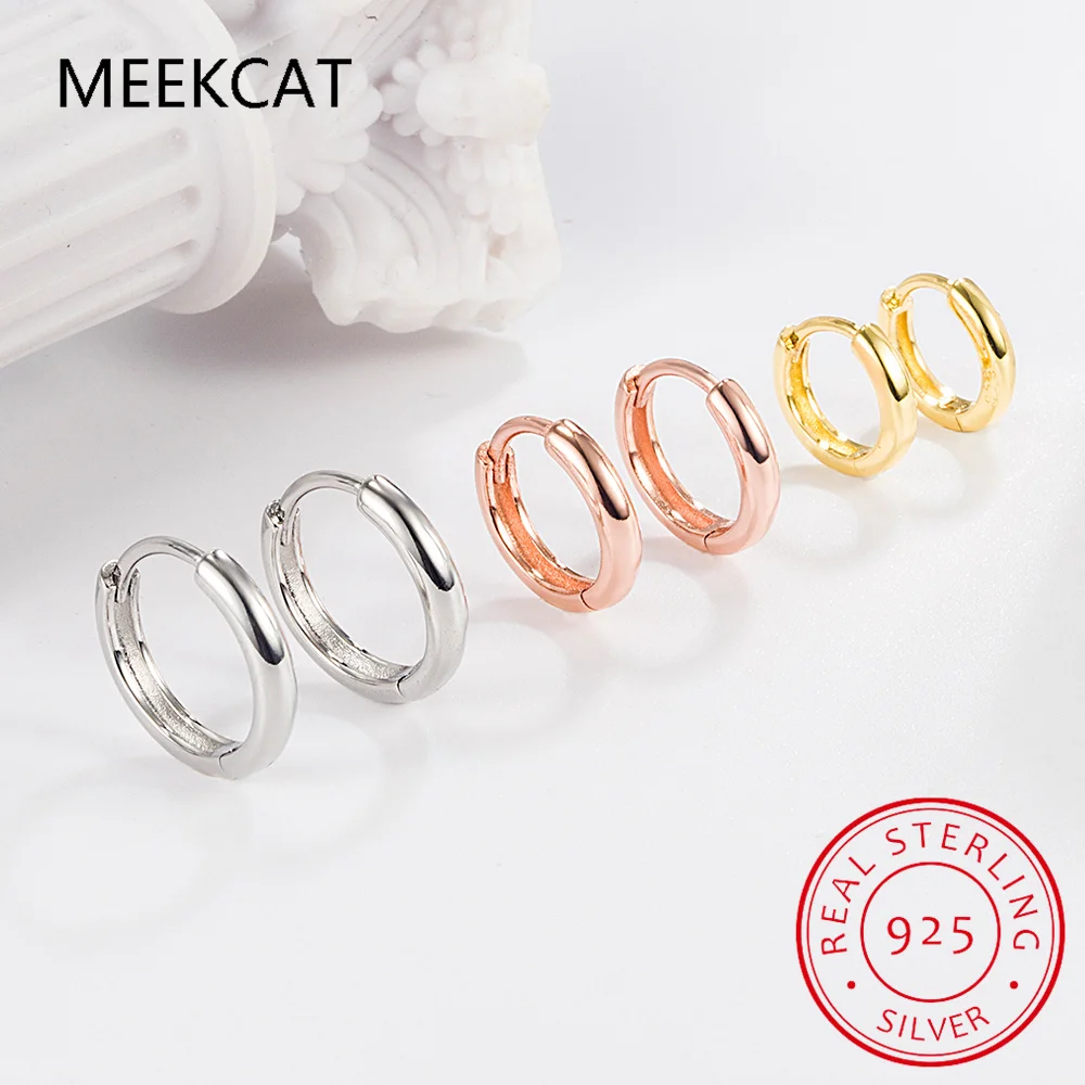 Real 925 Sterling Silver 9/10/11/12/13/14/15/16mm Round Hoop Earrings for Women OL Fine Jewelry MInimalist Accessories