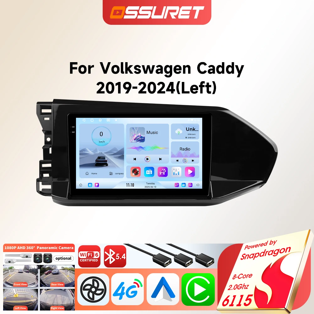 Android Autoradio-Player für Volkswagen VW Caddy 2019 - 2024 Kabelloses Carplay Auto-GPS Auto-Multimedia 6115 Intelligenter Bildschirm