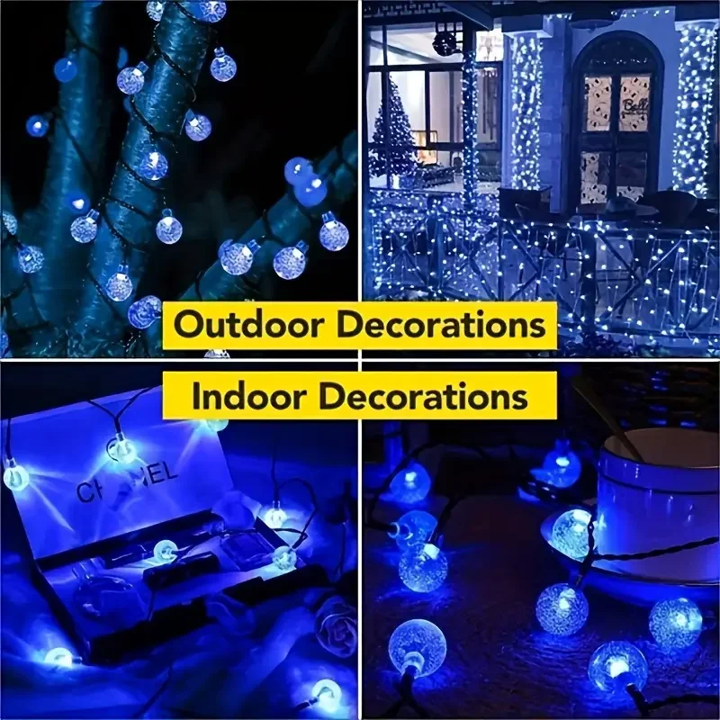 1 قطعة 20/30 LED هالوين الشمسية كريستال غلوب سلسلة أضواء مع 8 طرق الإضاءة الأرجواني/الأزرق للمنزل حديقة فناء ساحة ديكور