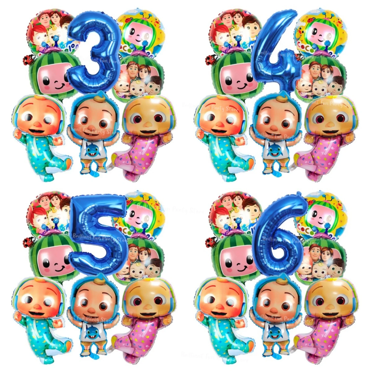 Juego de globos Cocomelon de 8 uds., decoración para fiesta infantil, globo con número azul y rosa de 32 pulgadas, 1-9, suministros para eventos de cumpleaños para niños, regalo