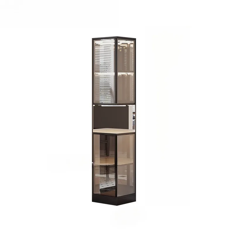 solid wood wine cabinet dining side cabinet, integrated wall locker, living room corner cabinet can pull glass high cabinet