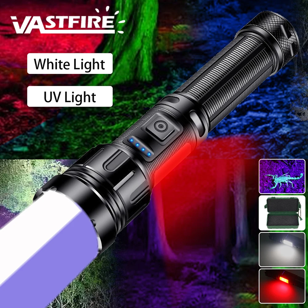 2in1 High Strong Power Led Flashlights With UV light+COB Light Tactical Torch Zoom USB Charging Camping Fishing Defensa Lantern