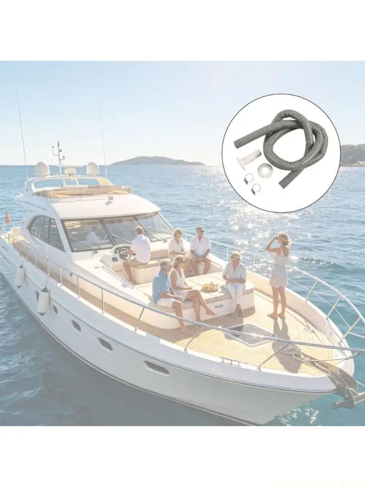 J0MA Top Boat Bilge Drain Featuring 1 1/8 Inch ABS Plastic Fitting 29mm Hose And 6 Foot Corrugated Tube