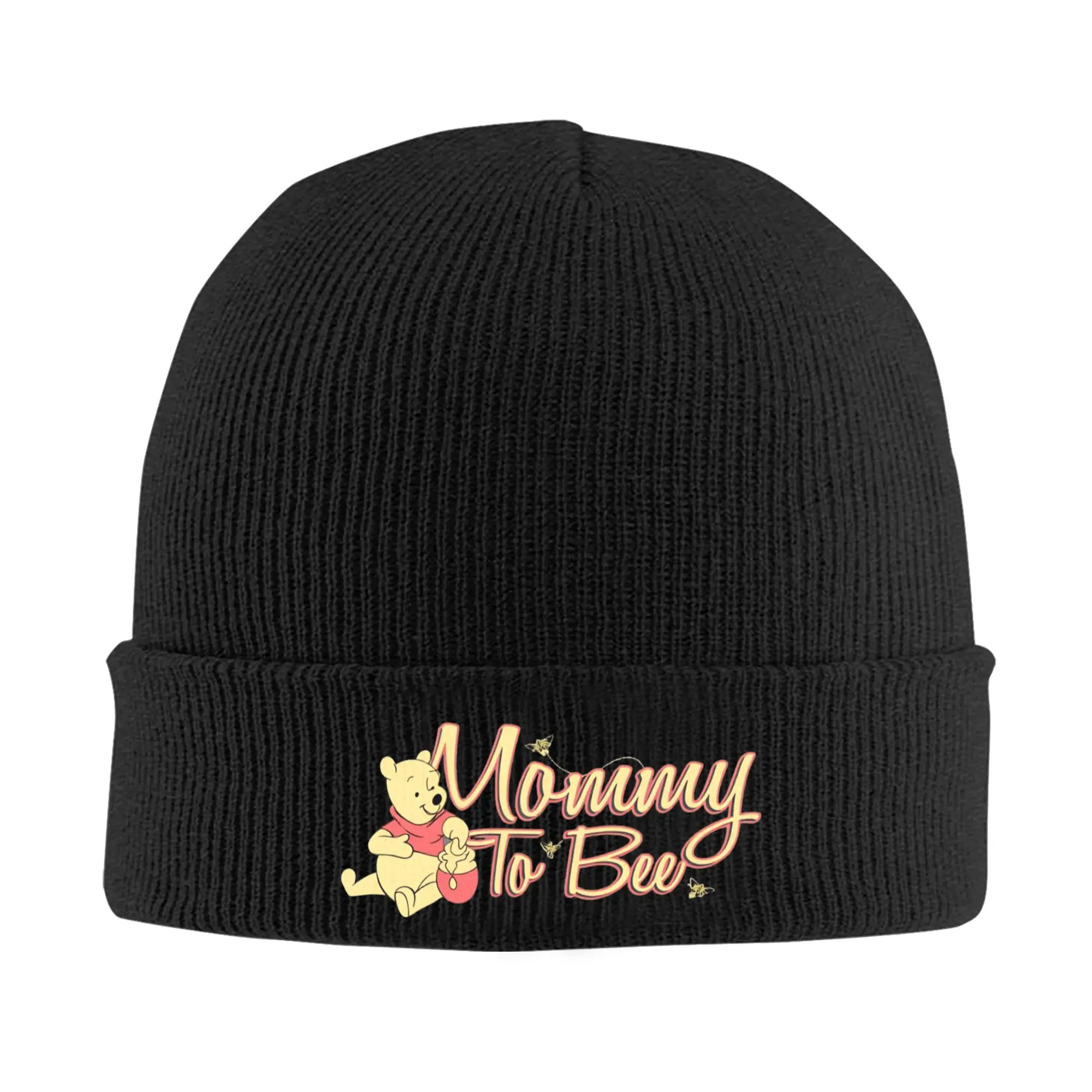 Winnie The Pooh Mommy To Bee Knit Hat  Street Caps Adult Unisex Hippie Beanie Hats Winter Pattern Warm Bonnet Hats