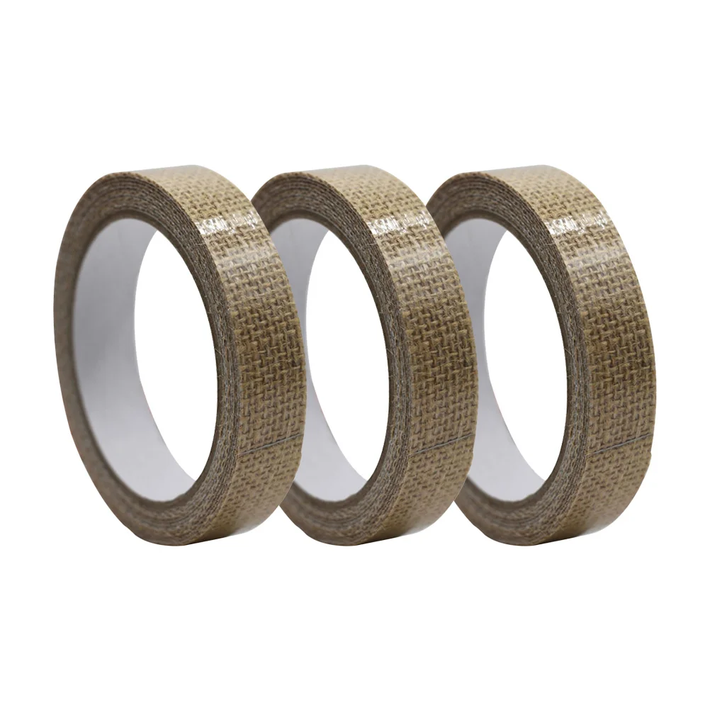 

3pcs 2Cm Linen Decorative Adhesive Craft Tape For Scrapbooking Diy Journal Stationery Flax Ribbon Sticker Masking Tape