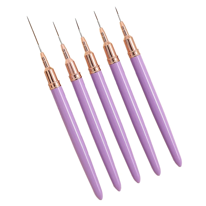 

A67P-5PCS 7/9/11/15/25 мм набор кистей для подводки ногтей УФ-гель наборы кистей для ногтей французская полоска линия живопись рисунок цветок ручка инструменты