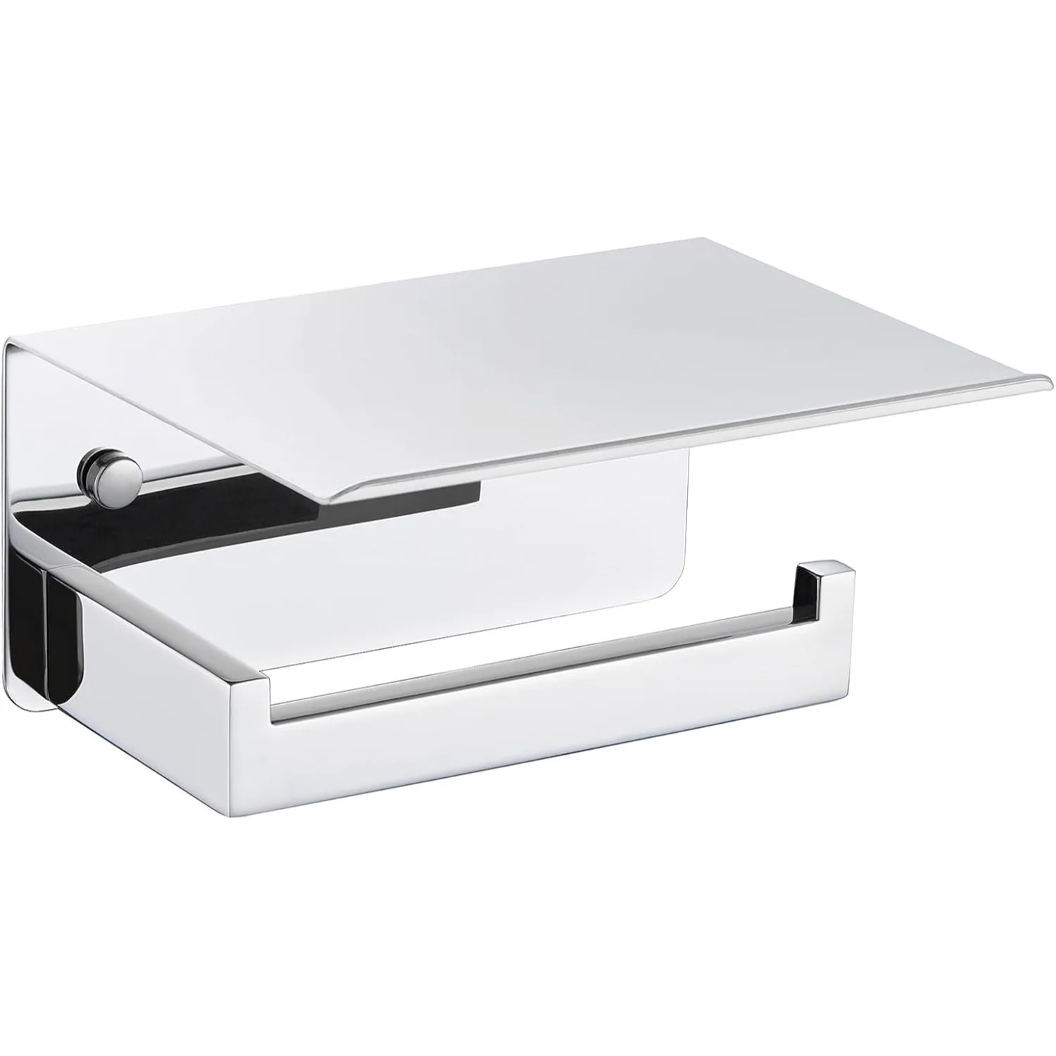 

304 Stainless Steel Toilet Paper Holder with Shelf, Wall Mount, Polished Chrome, Easy Roll Change