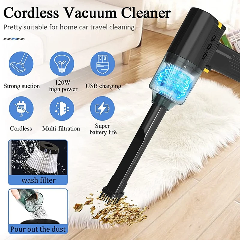 รถขนเครื่องดูดฝุ่นแบบมือจับแบบไร้สายชาร์จไฟได้เครื่องดูดฝุ่นแบบมือจับแบบพกพา8000PA