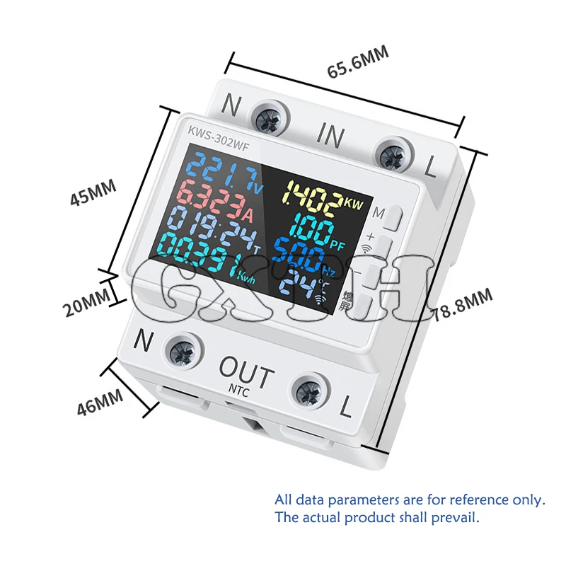 AC170-300V WIFI Tuya Smart Rail Voltage Ammeter 8 In 1 Multifunctional Digital Display Energy Meter Tester Power Off Protection