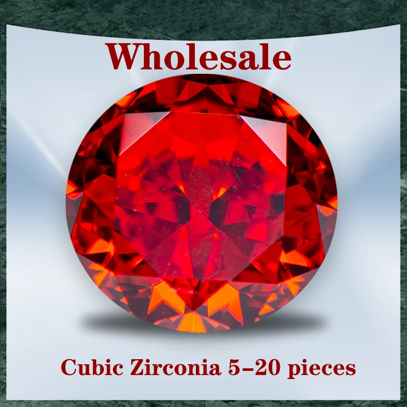 

Cubic Zirconia Wholesale No Certificate Crushed Ice Cut Round Shape Red Color Charms Beads for Top Jewelry Rings Earrings Making