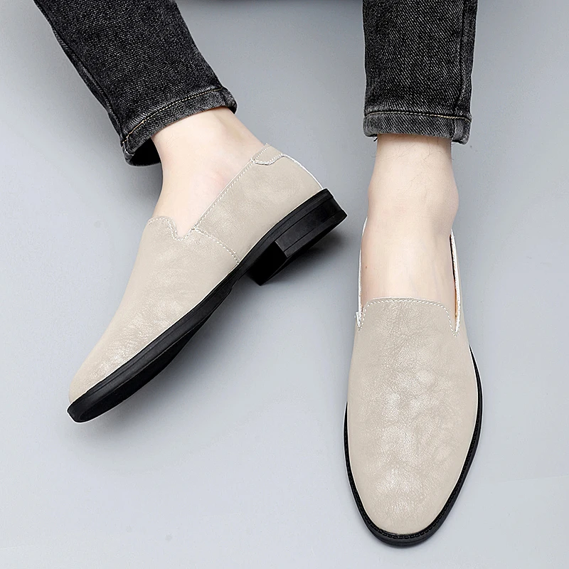 

Fashion Men Leather Shoes Comfortable Man Casual Shoes Slip on Male Outdoor Big Size 48 Leather Driving Shoes Men Footwear