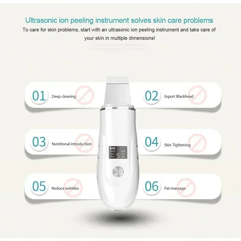 Ultrasonic Skin Scrubber Peeling Blackhead Remover Deep Face Cleaning Ultrasonic Ion Ance Pore Cleaner Facial Shovel skin care