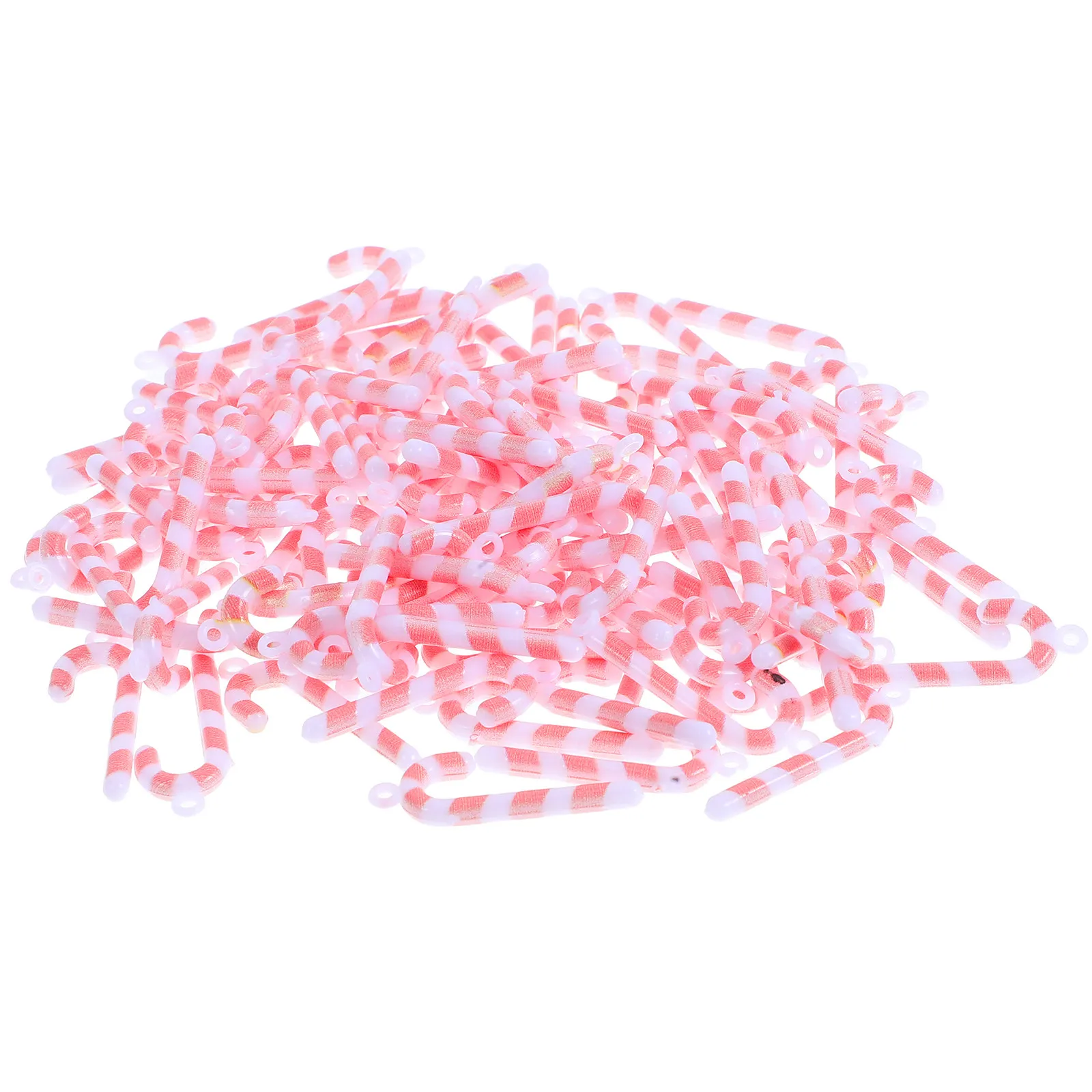 100Pcs Miniature Candy Cane Hanging Charms 2.8cm Red Decorations Xmas Tree Fireplace Door Table Scatter