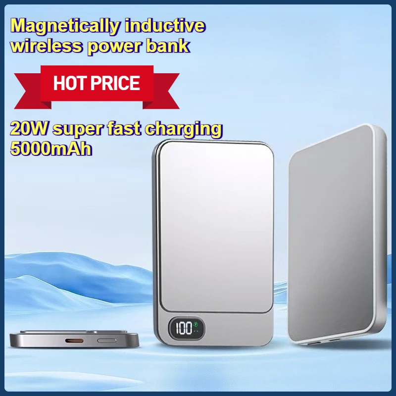 

Aluminum Alloy Magnetic Wireless Power Bank with 5000mAh Two-way Super Fast Charging