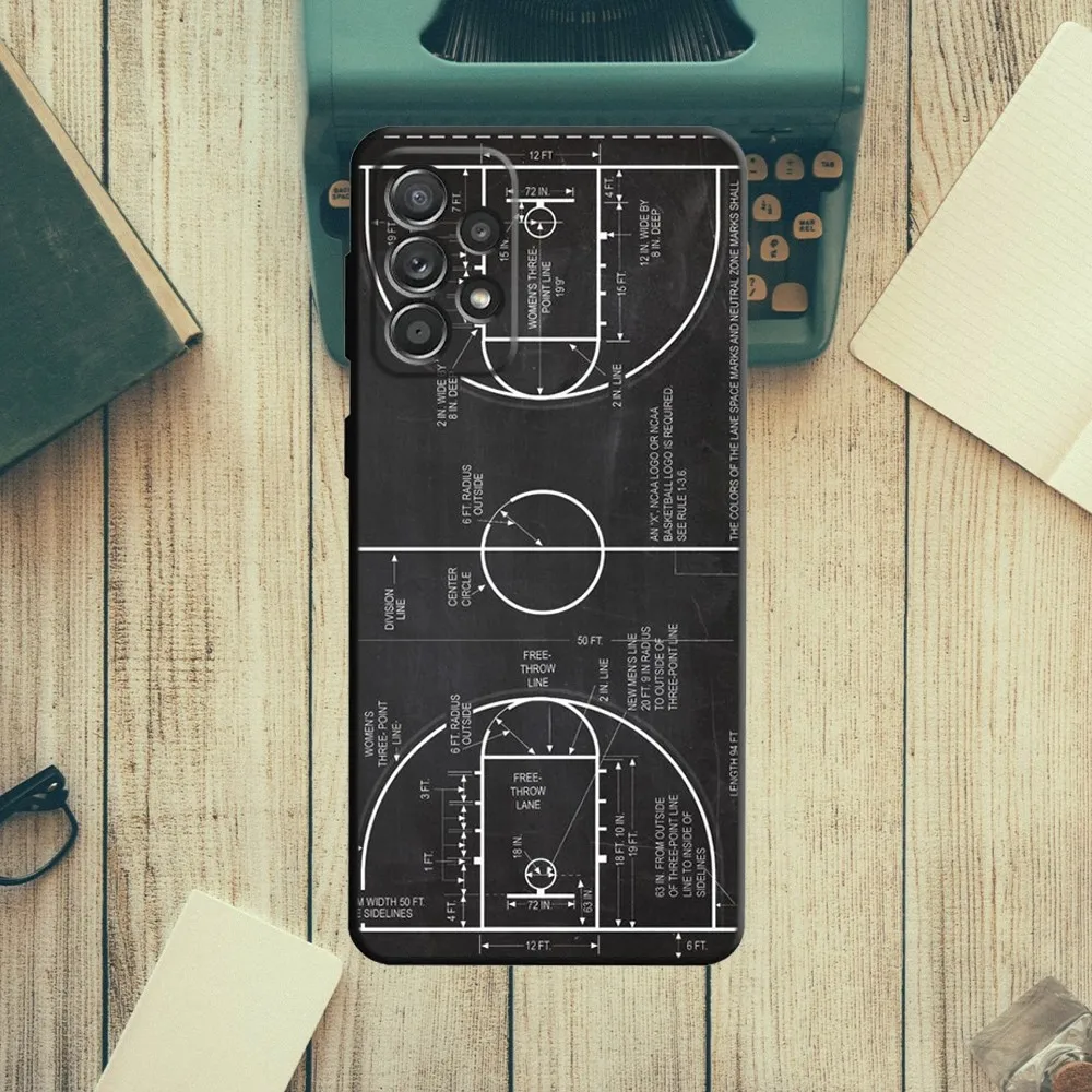 Krajews Basketball Court Diagram Phone Case For Samsung S21,S22 Ultra,S20,S30 plus,S22 plus,S23,S30 ultra 5G Silicone Cover