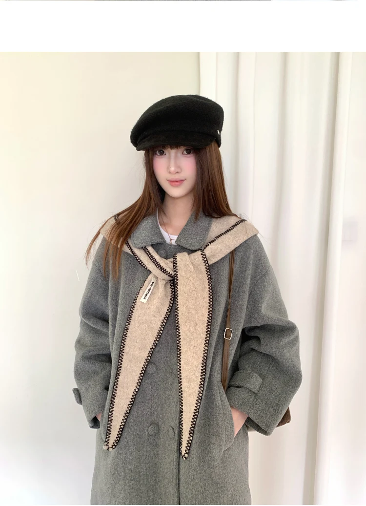Winter Edge-Locked Balaclava Hat For Women, Slimming Face Effect, Ear-Protecting, Knitted Warm Hat And Scarf All-In