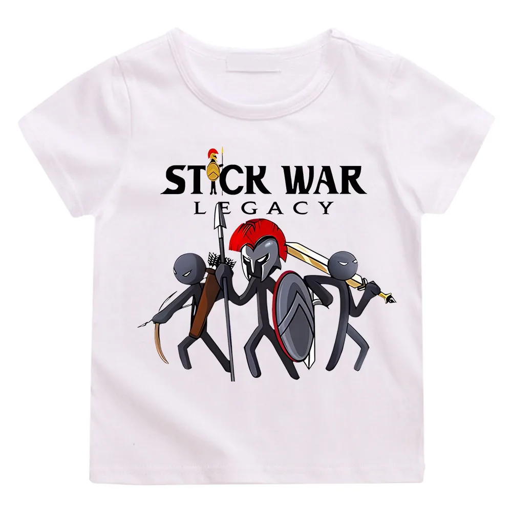 Hot Game Stick War Cartoon Graphic T-shirt Kids Baby Girls Cartoon Short Sleeve Clothes Boys Streetwear Soft Camisetas Tee-shirt