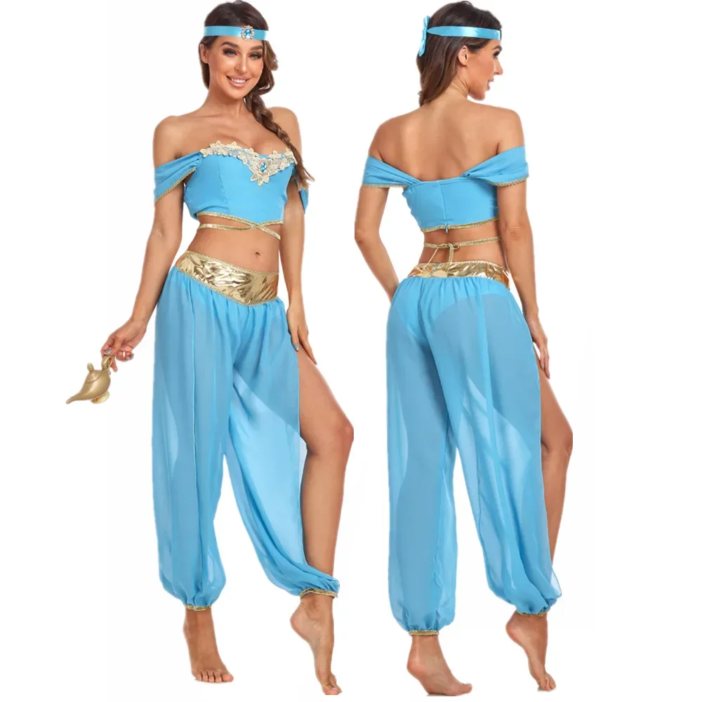 

Halloween Aladin and The Magic Lamp Adult Princess Jasmine Cosplay Costume Carnival Party Fancy Dress